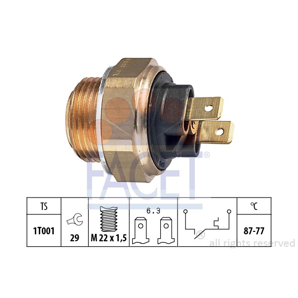 Слика на Термо прекинувач за вентилатор FACET Made in Italy - OE Equivalent 7.5007 за Renault 11 (B,C37) 1.6 D (B/C374) - 55 коњи дизел