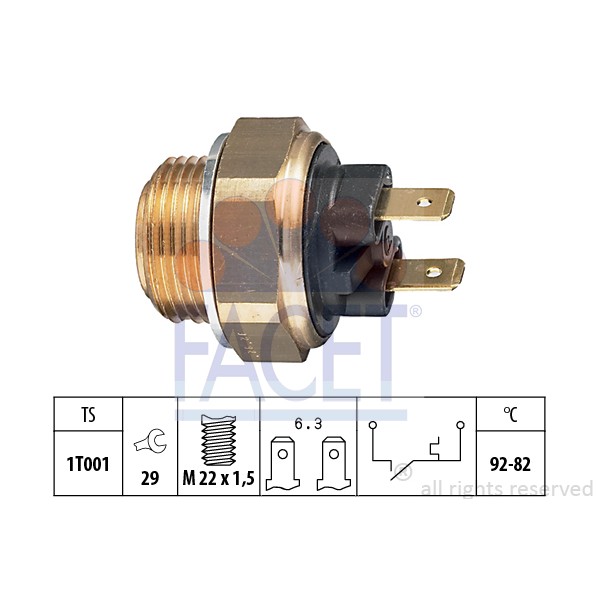 Слика на Термо прекинувач за вентилатор FACET Made in Italy - OE Equivalent 7.5016 за Renault Super 5 Box (S40) 1.4 - 60 коњи бензин