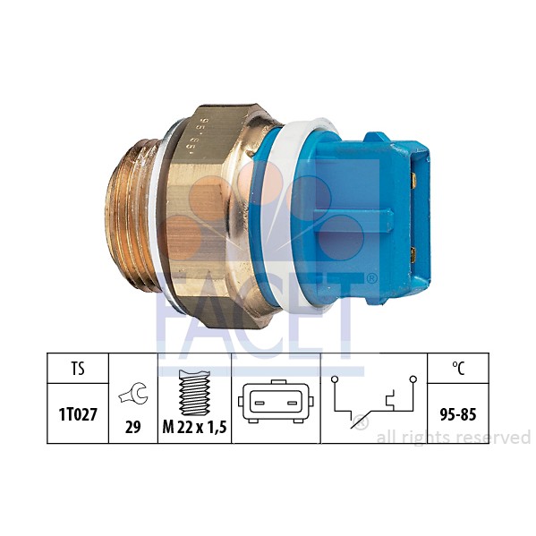 Слика на Термо прекинувач за вентилатор FACET Made in Italy - OE Equivalent 7.5122