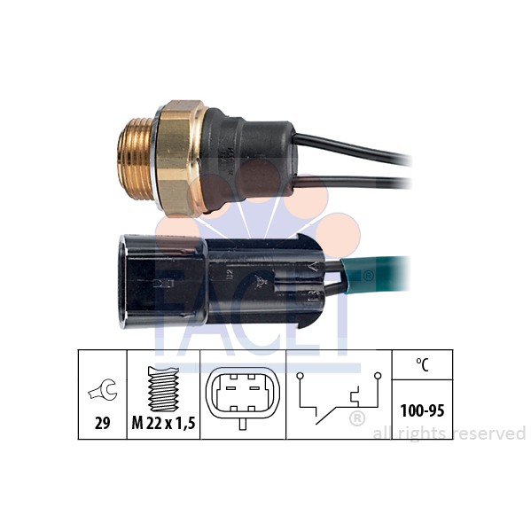 Слика на Термо прекинувач за вентилатор FACET Made in Italy - OE Equivalent 7.5131