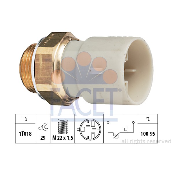 Слика на Термо прекинувач за вентилатор FACET Made in Italy - OE Equivalent 7.5147 за Opel Calibra A 2.0 i 16V 4x4 - 150 коњи бензин