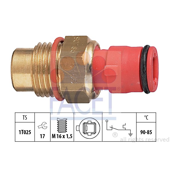 Слика на Термо прекинувач за вентилатор FACET Made in Italy - OE Equivalent 7.5156