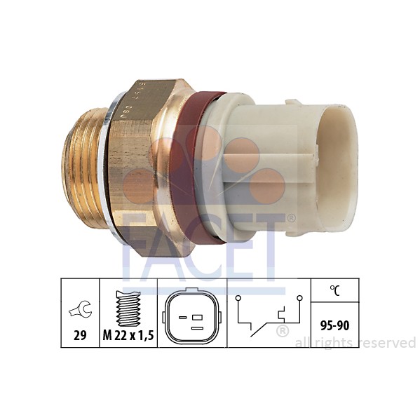 Слика на Термо прекинувач за вентилатор FACET Made in Italy - OE Equivalent 7.5197 за VW Jetta 4 Estate (1J6) 1.6 16V - 105 коњи бензин