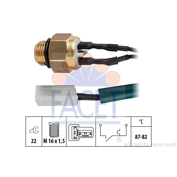 Слика на Термо прекинувач за вентилатор FACET Made in Italy - OE Equivalent 7.5199