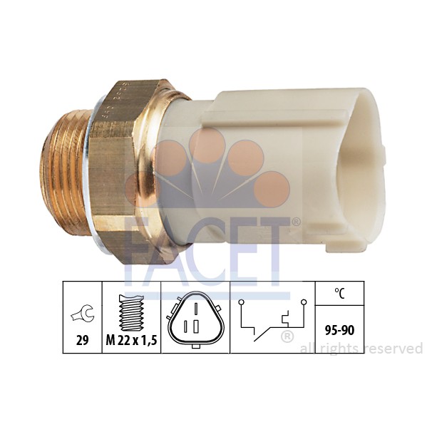 Слика на Термо прекинувач за вентилатор FACET Made in Italy - OE Equivalent 7.5262 за VW Jetta 4 Estate (1J6) 1.6 16V - 105 коњи бензин