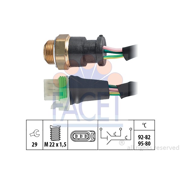 Слика на Термо прекинувач за вентилатор FACET Made in Italy - OE Equivalent 7.5618 за Renault 25 (B29) 2.2 (B29E) - 124 коњи бензин