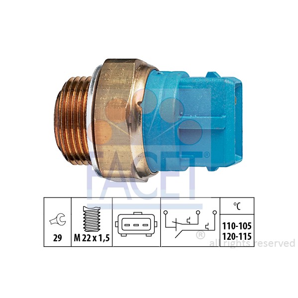 Слика на Термо прекинувач за вентилатор FACET Made in Italy - OE Equivalent 7.5680