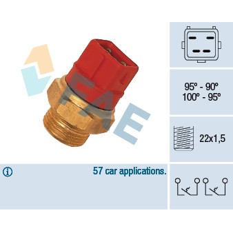 Слика на Термо прекинувач за вентилатор FAE 37960 за Ford Escort 7 Clipper (gal,anl) 1.8 TD - 90 коњи дизел