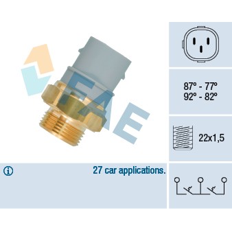 Слика на Термо прекинувач за вентилатор FAE 38160 за VW Transporter T4 Platform 2.4 D Syncro - 78 коњи дизел