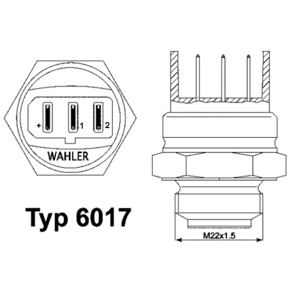 Слика на Термо прекинувач за вентилатор WAHLER 6017.95D за Audi 100 Sedan (44, 44Q, C3) 2.3 E - 133 коњи бензин