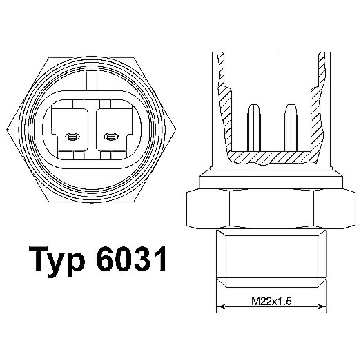 Слика на Термо прекинувач за вентилатор WAHLER 6031.100D за Opel Kadett E Box 1.6 i - 75 коњи бензин