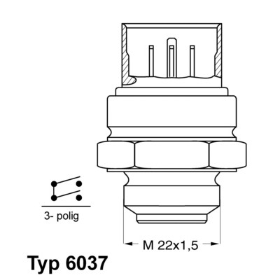 Слика на Термо прекинувач за вентилатор WAHLER 6037.95D за VW Caddy 2 Box (9K9A) 1.7 SDI - 57 коњи дизел