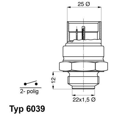 Слика на Термо прекинувач за вентилатор WAHLER 6039.95D за VW Passat 3 Variant (B4,35i) 1.8 - 75 коњи бензин