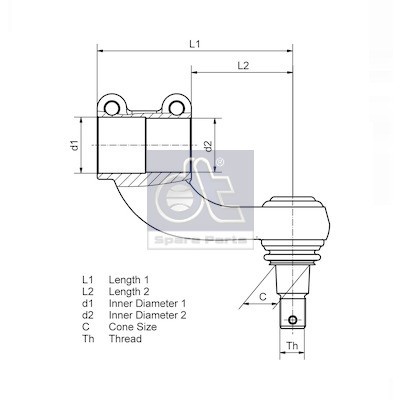 Слика на топчеста глава, полуга на менувач DT Spare Parts 1.16330 за камион Scania 3 Series 113 H/360 - 360 коњи дизел