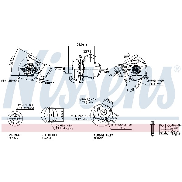 Слика на турбина, полнење со воздух NISSENS 93107 за BMW 3 Touring E46 320 d - 136 коњи дизел