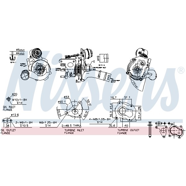 Слика на турбина, полнење со воздух NISSENS 93163 за Opel Vivaro Box (F7) 1.9 DI - 80 коњи дизел