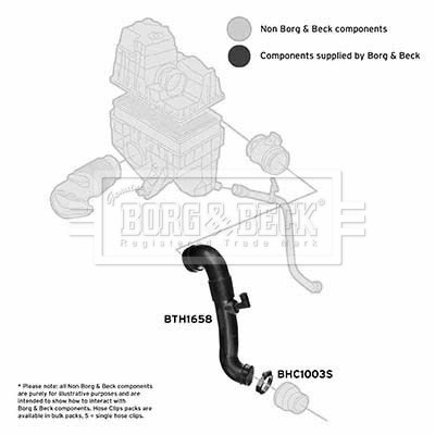 Слика на усисно црево, воздушен филтер BORG & BECK BTH1658 за VW Transporter T5 Bus 1.9 TDI - 85 коњи дизел