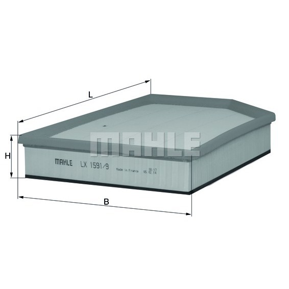 Слика на филтер за воздух MAHLE LX 1591/9 за Volvo V70 Estate D5 AWD - 230 коњи дизел