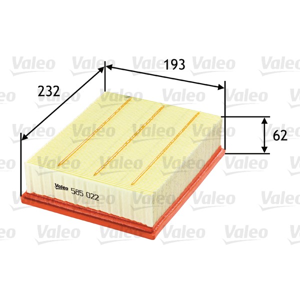 Слика на филтер за воздух VALEO 585022 за Renault Laguna Nevada (K56) 2.0 16V (A56A/B) - 140 коњи бензин