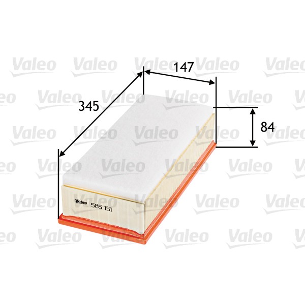 Слика на филтер за воздух VALEO 585151 за Citroen C8 EA,EB 2.0 HDi 135 - 136 коњи дизел