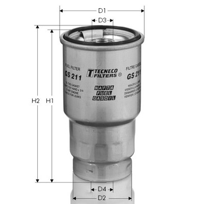 Слика на Филтер за гориво TECNECO FILTERS GS211 за Toyota HiAce 4 Wagon 2.4 D - 79 коњи дизел