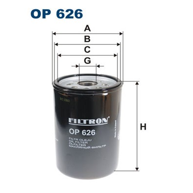 Слика на Филтер за масло FILTRON OP 626 за камион MAN M 2000 M 14.285 MC, MLC, MLLC, MLRC, MRC, MLLRC (ME280C) - 280 коњи дизел