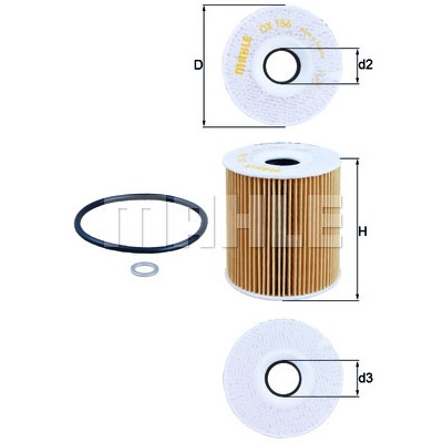 Слика на Филтер за масло MAHLE OX 156D за BMW 5 Sedan E39 525 d - 163 коњи дизел