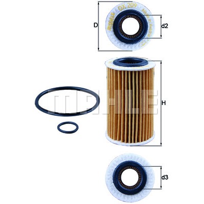 Слика на Филтер за масло MAHLE OX 209D за Renault Clio 2 1.2 16V (BB05, BB0W, BB11, BB27, BB2T, BB2U, BB2V, CB05...) - 75 коњи бензин