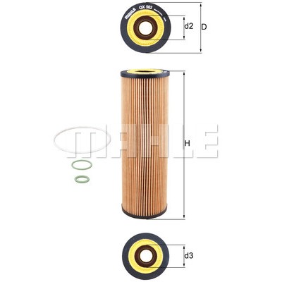 Слика на Филтер за масло MAHLE OX 562D за камион Scania P,G,R,T Series R 480 - 480 коњи дизел