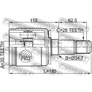 Слика 2 на хомокинетички зглоб, полуосовина FEBEST 0411-V97LH