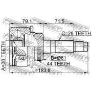 Слика 2 на хомокинетички зглоб, полуосовина FEBEST 0510-BT50A44