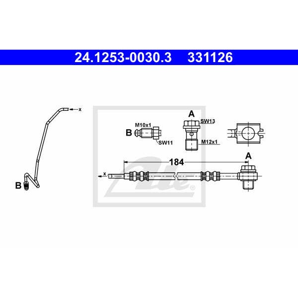 Слика на црево за кочница ATE 24.1253-0030.3 за Audi A6 Sedan (4B, C5) 1.8 - 125 коњи бензин