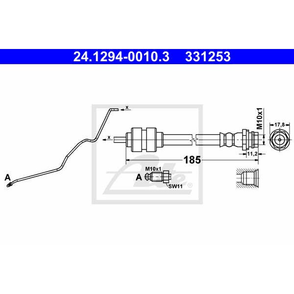 Слика на црево за кочница ATE 24.1294-0010.3 за Ford Mondeo 4 2.0 TDCi - 136 коњи дизел