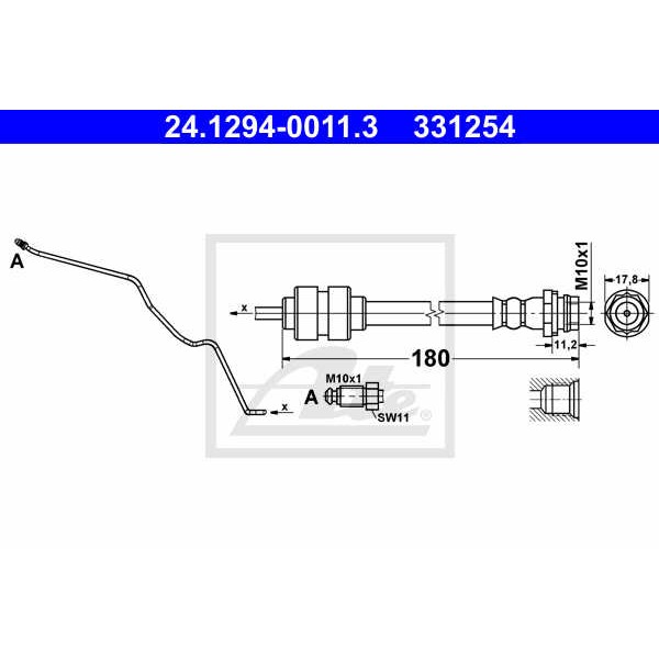 Слика на црево за кочница ATE 24.1294-0011.3 за Ford Mondeo 4 2.0 TDCi - 136 коњи дизел
