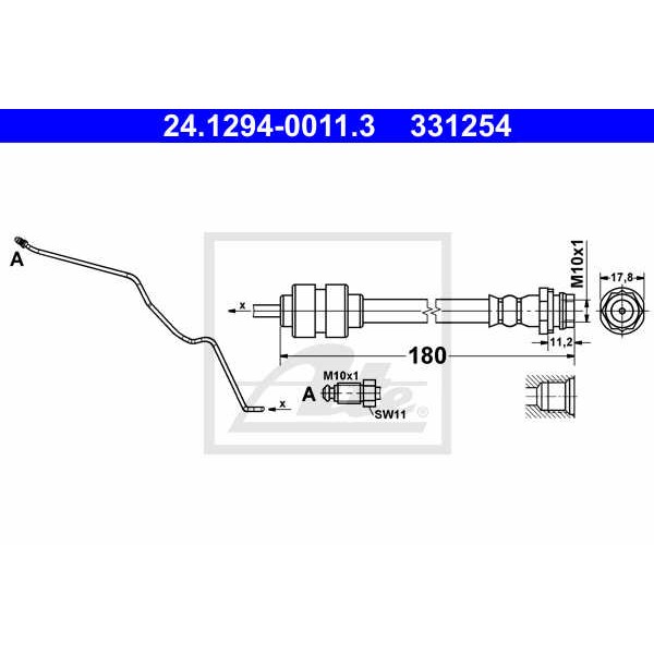 Слика на црево за кочница ATE 24.1294-0011.3 за Ford Mondeo 4 Saloon 2.5 - 220 коњи бензин