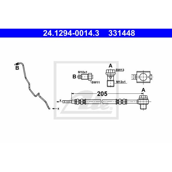 Слика на црево за кочница ATE 24.1294-0014.3 за Seat Ibiza 5 ST (6J8) 1.2 TDI - 75 коњи дизел