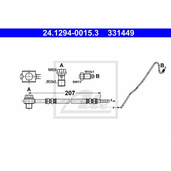 Слика на црево за кочница ATE 24.1294-0015.3 за VW Polo 5 (6R) 1.2 - 60 коњи бензин