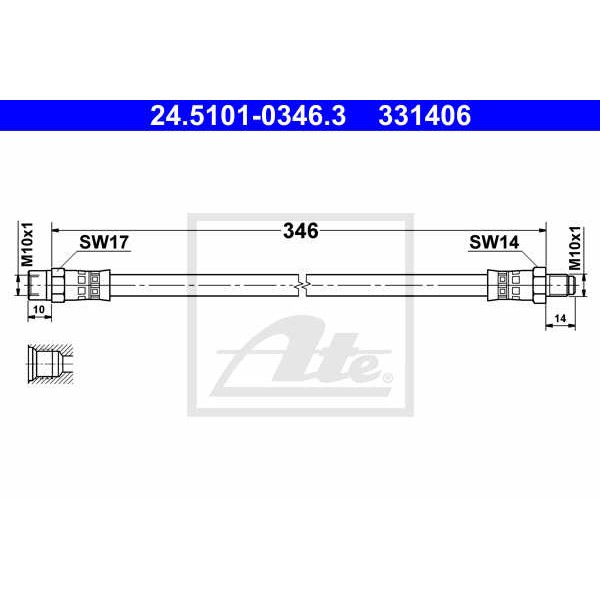 Слика на црево за кочница ATE 24.5101-0346.3 за Mercedes 190 (w201) E 1.8 (201.018) - 109 коњи бензин