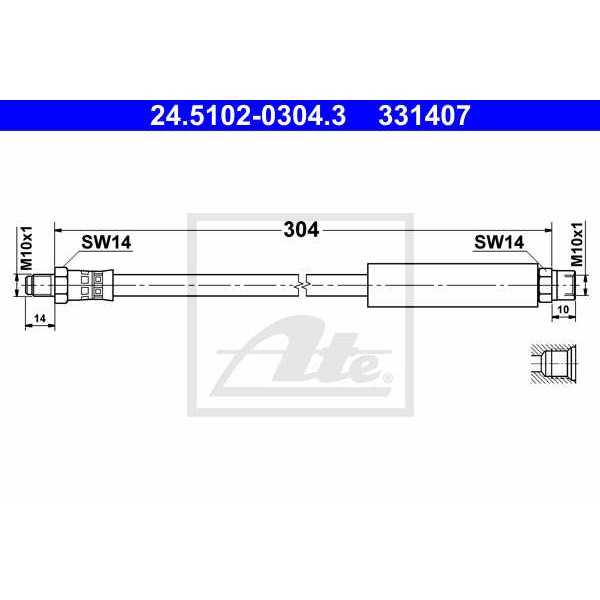 Слика на црево за кочница ATE 24.5102-0304.3 за BMW 3 Sedan E30 M3 EVO I 2.3 - 220 коњи бензин