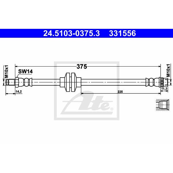 Слика на црево за кочница ATE 24.5103-0375.3 за Opel Movano B Platform 2.3 CDTI [RWD] - 136 коњи дизел