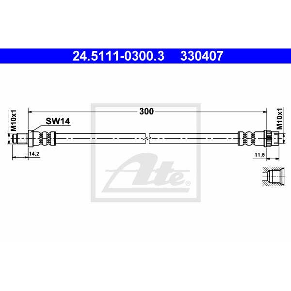 Слика на црево за кочница ATE 24.5111-0300.3 за Renault Rapid Box 1.1 (F40H) - 45 коњи бензин