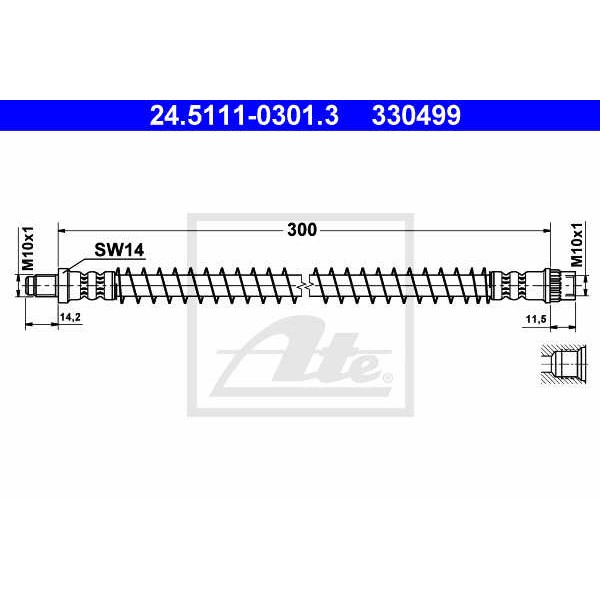 Слика на црево за кочница ATE 24.5111-0301.3 за Peugeot 806 2.0 HDI 16V - 109 коњи дизел