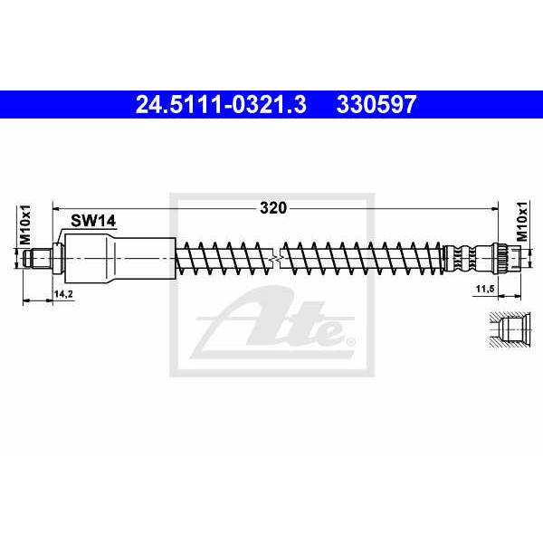 Слика на црево за кочница ATE 24.5111-0321.3 за Renault Clio 2 1.5 dCi (B/C2J) - 68 коњи дизел