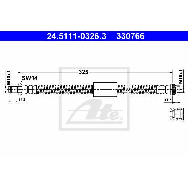 Слика на црево за кочница ATE 24.5111-0326.3 за Nissan Interstar Box (X70) dCI 90 - 90 коњи дизел