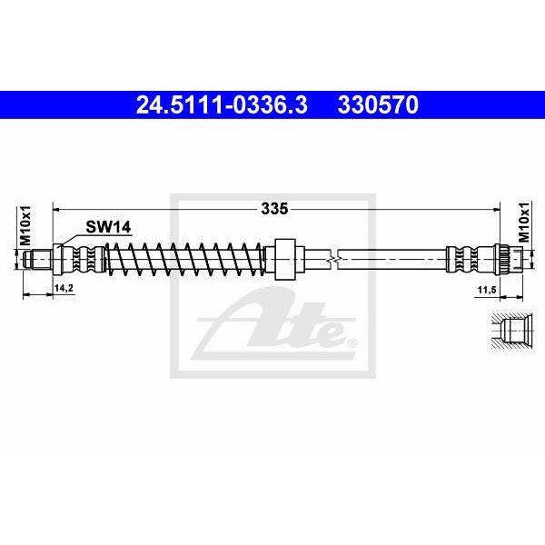 Слика на црево за кочница ATE 24.5111-0336.3 за Renault Kangoo Rapid (FC0-1) 1.9 D (FC0J) - 65 коњи дизел