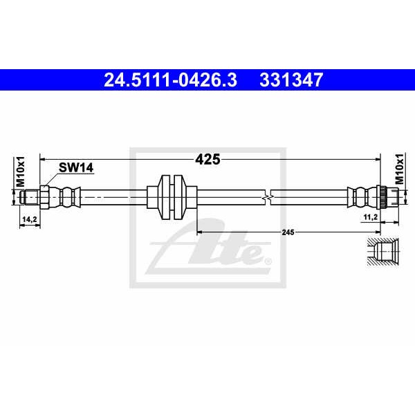 Слика на црево за кочница ATE 24.5111-0426.3 за Renault Grand Scenic 3 (JZ0-1) 1.5 dCi - 106 коњи дизел