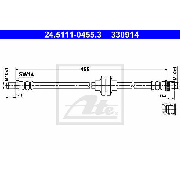 Слика на црево за кочница ATE 24.5111-0455.3 за Renault Clio 3 1.5 dCi - 82 коњи дизел