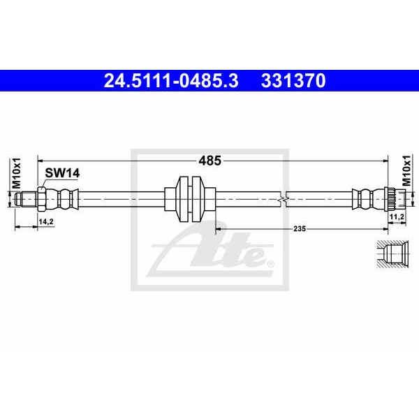 Слика на црево за кочница ATE 24.5111-0485.3 за Renault Kangoo (KW0-1) 1.5 dCi (KW0C, KW0F) - 103 коњи дизел