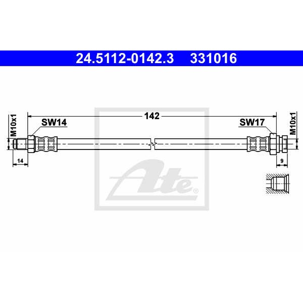 Слика на црево за кочница ATE 24.5112-0142.3 за Opel Corsa D Van 1.2 - 80 коњи бензин