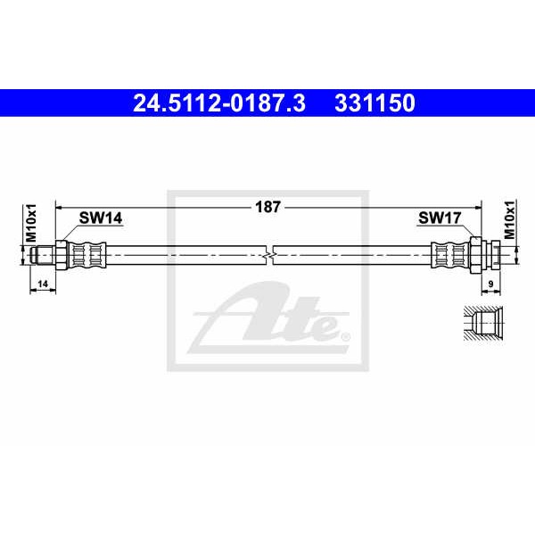 Слика на црево за кочница ATE 24.5112-0187.3 за Fiat Bravo 198 1.4 - 90 коњи бензин